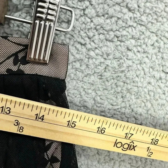 Dana Buchman lux midi skirt 8 silk black mesh overlay floral whimsigoth fairy - Picture 6 of 7